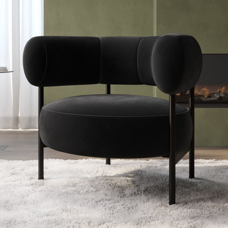 Curved Velvet Occasional Chair - Black