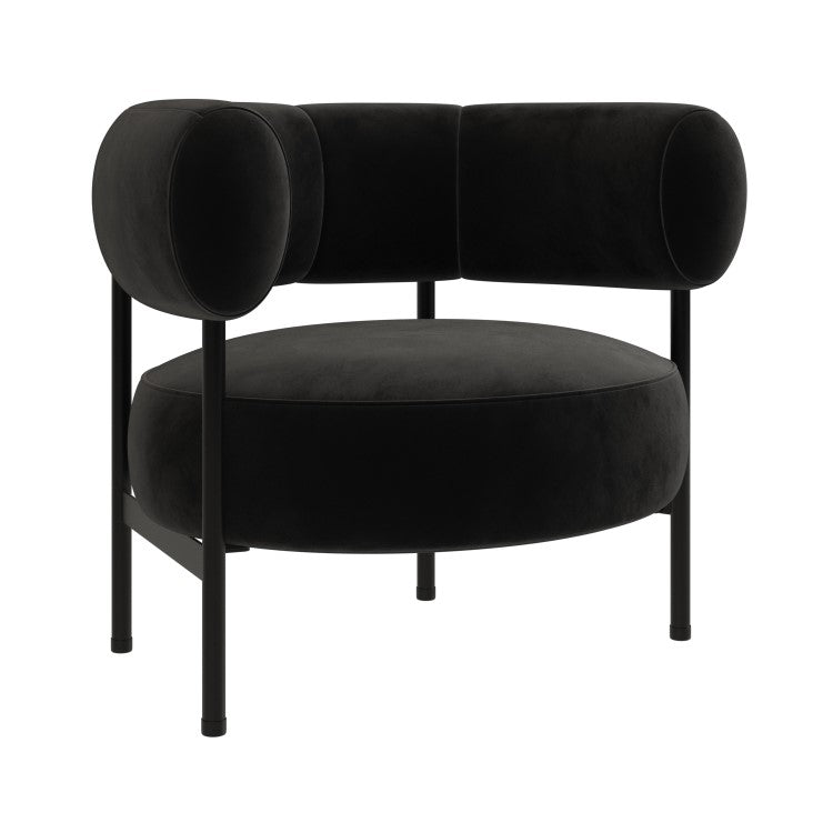 Curved Velvet Occasional Chair - Black