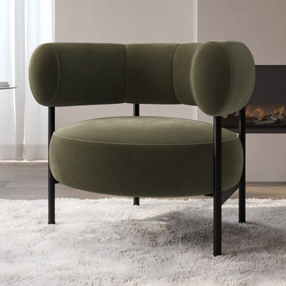Curved Velvet Occasional Chair - Green