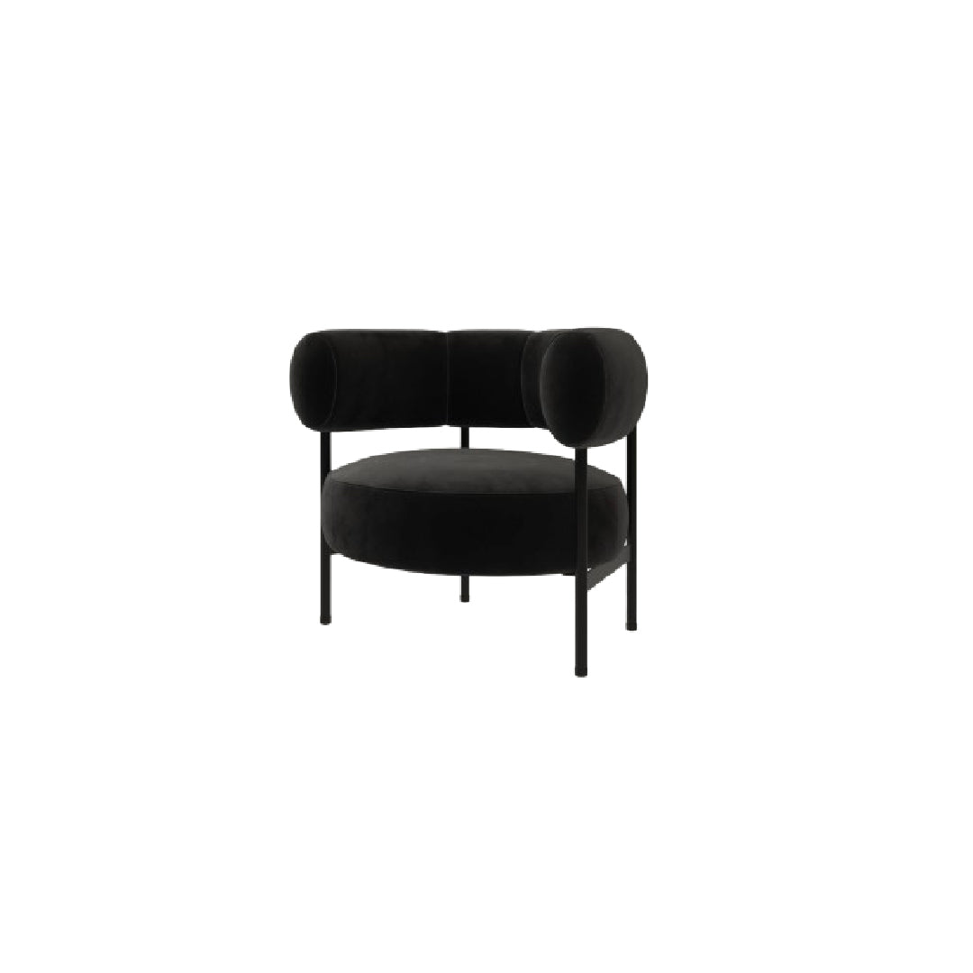 Curved Velvet Occasional Chair - Black