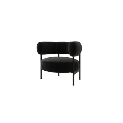 Curved Velvet Occasional Chair - Black