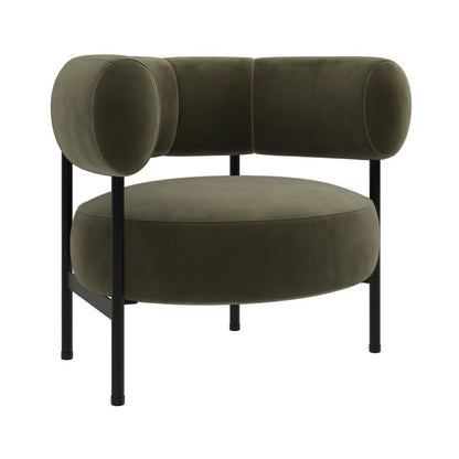 Curved Velvet Occasional Chair - Green
