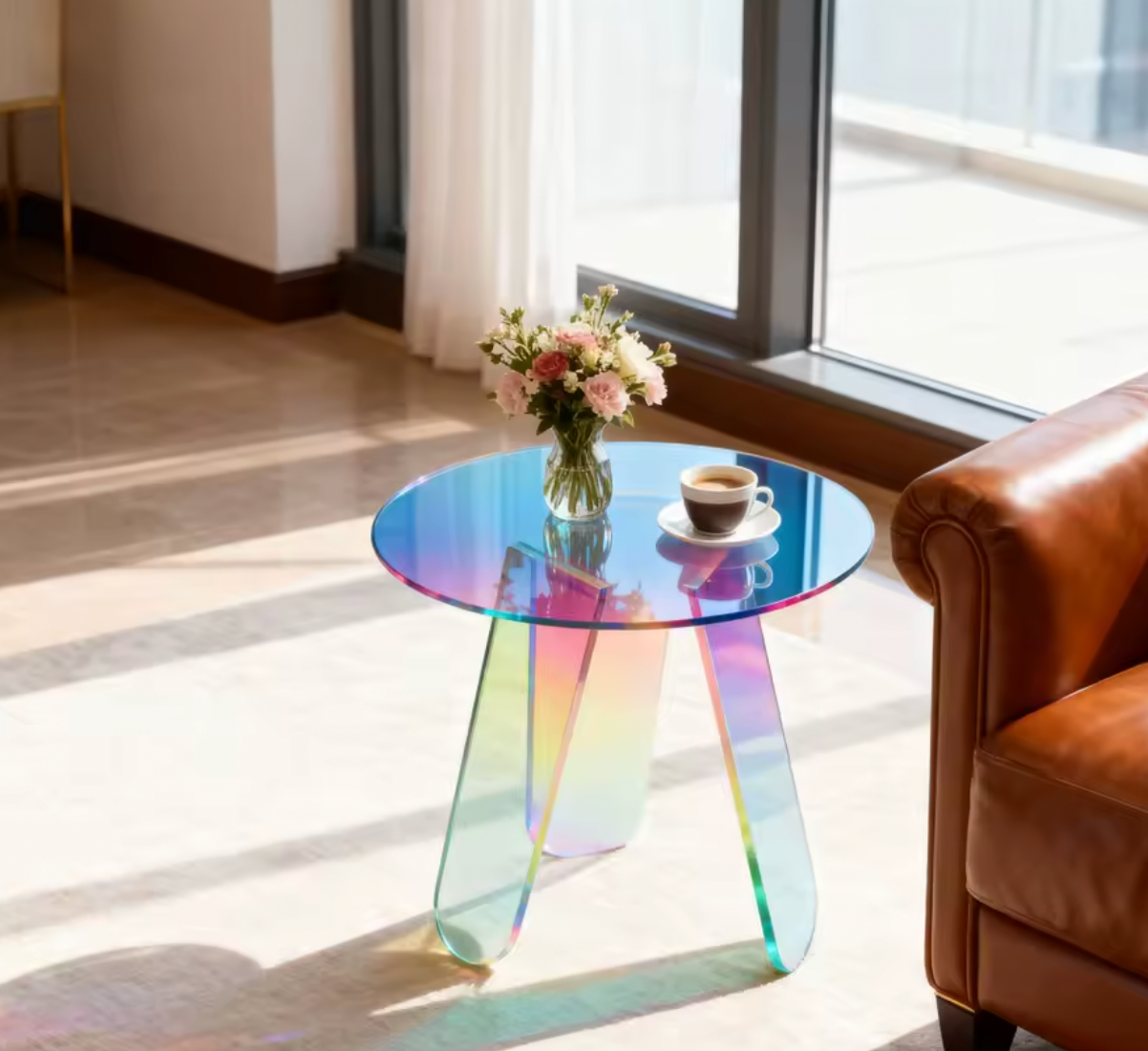 Round Iridescent Side Table